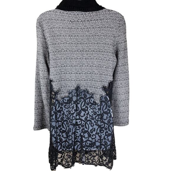 Nic-Zoe Gray Black Lace Button Long Blazer size M - Picture 8 of 10